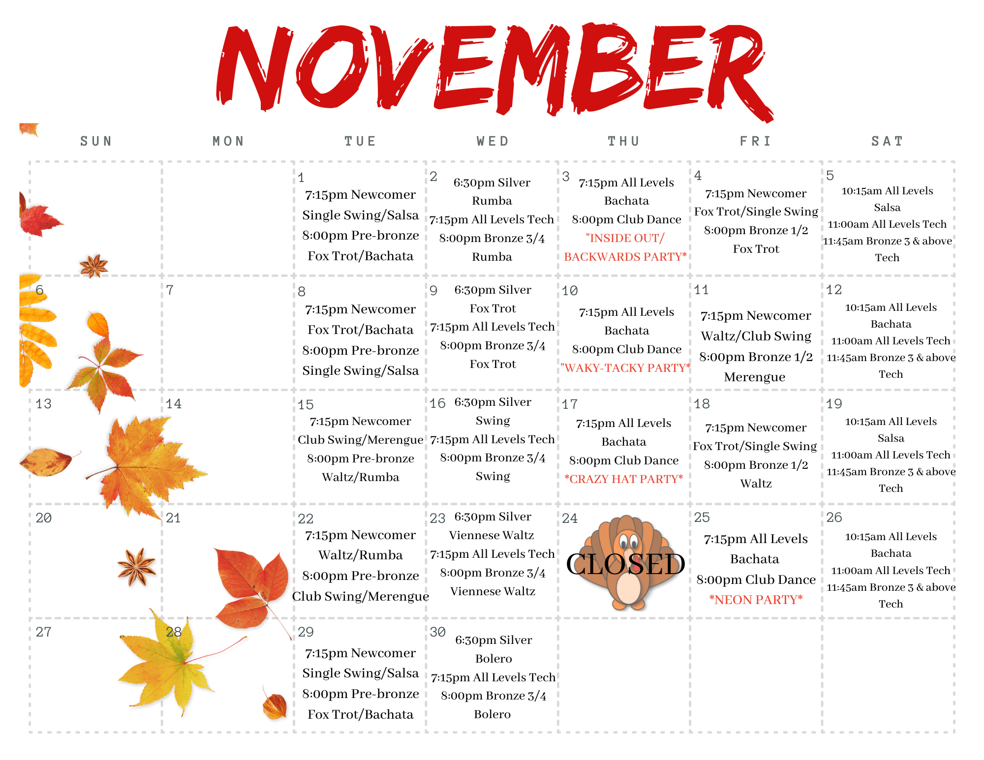 Alexandria Nov Calendar